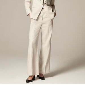 J. Crew Carolina flare pant in stretch‎ linen blend Flax ivory size 00 NWT BZ404